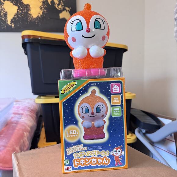 Anpanman Dokin-chan Lighting Doll 2 LED Figure JoyPalette Japan 19cm New Boxed - Picture 2 of 12